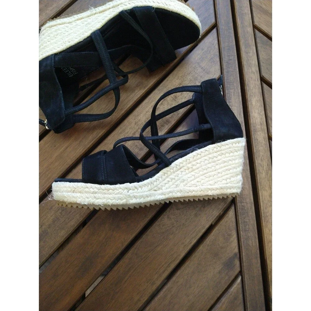 Eileen Fisher espadrille  sandals Classic black size 5.5 Beachy Summer
